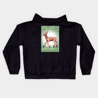 Green Reindeer xmas card Kids Hoodie